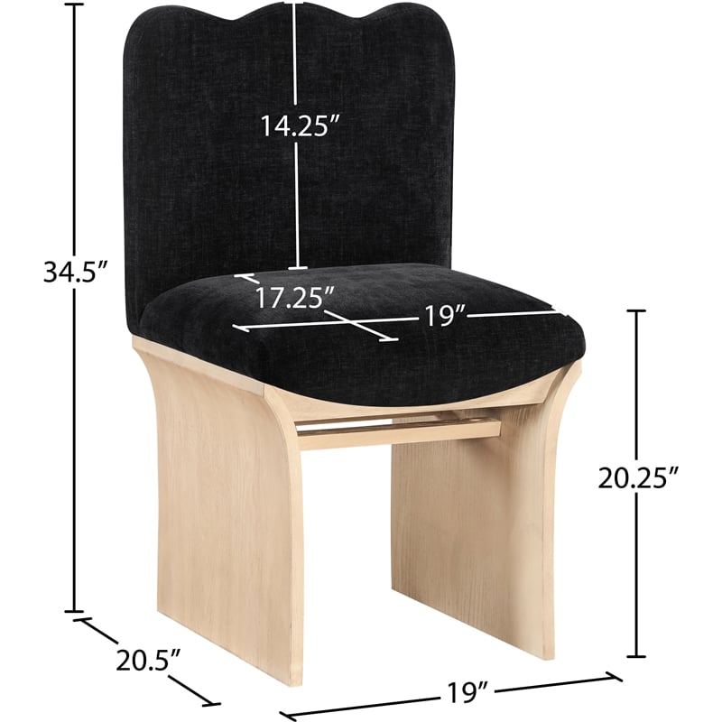 Pemberly Row Contemporary Black Chenille Fabric Upholstered Dining Chair