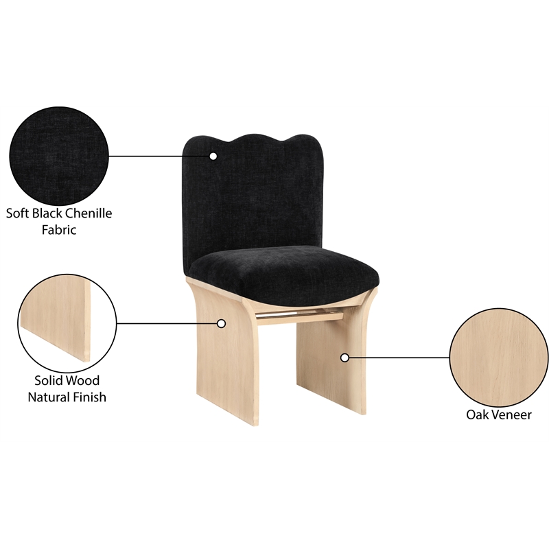 Pemberly Row Contemporary Black Chenille Fabric Upholstered Dining Chair