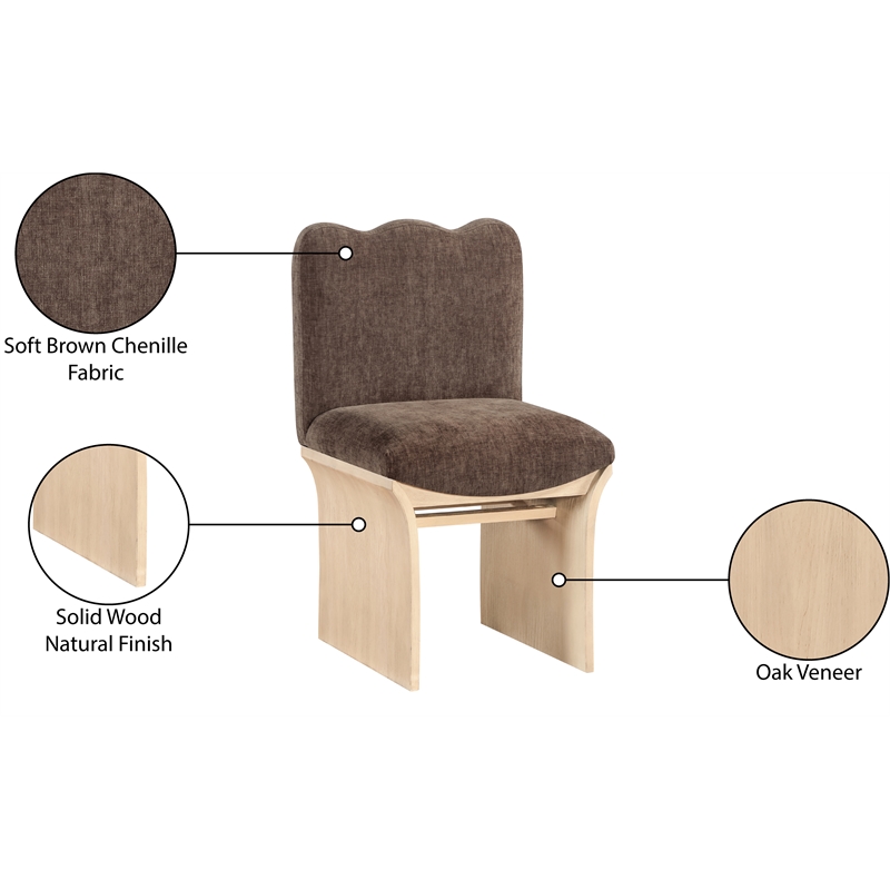 Pemberly Row Contemporary Brown Chenille Fabric Upholstered Dining Chair