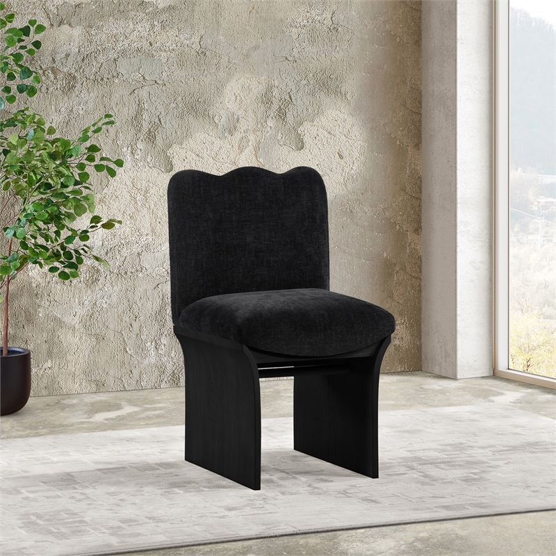 Pemberly Row Contemporary Black Chenille Fabric Upholstered Dining Chair