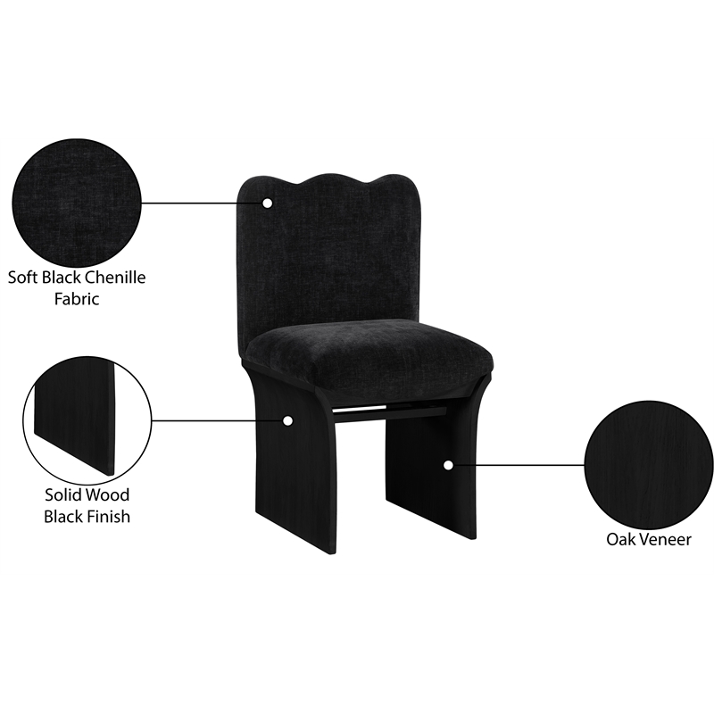 Pemberly Row Contemporary Black Chenille Fabric Upholstered Dining Chair