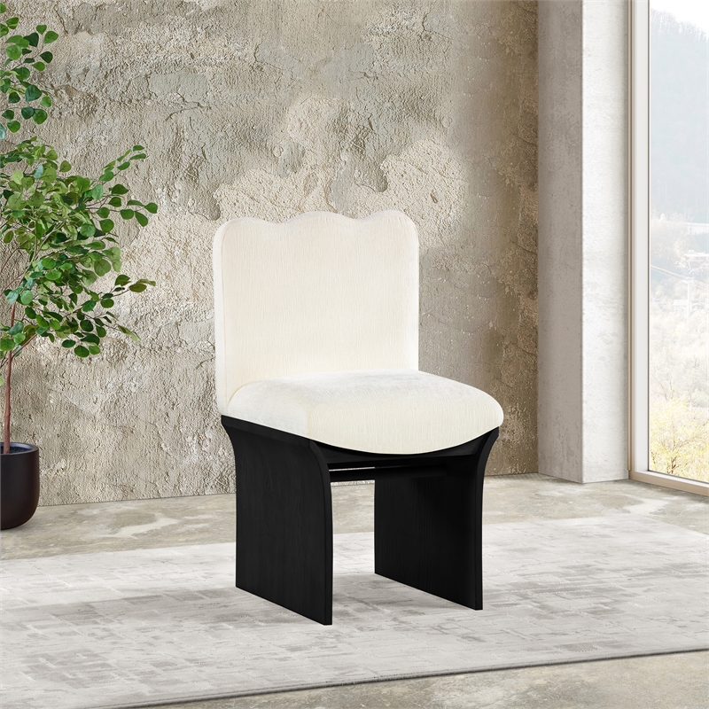 Pemberly Row Contemporary Cream Chenille Fabric Upholstered Dining Chair