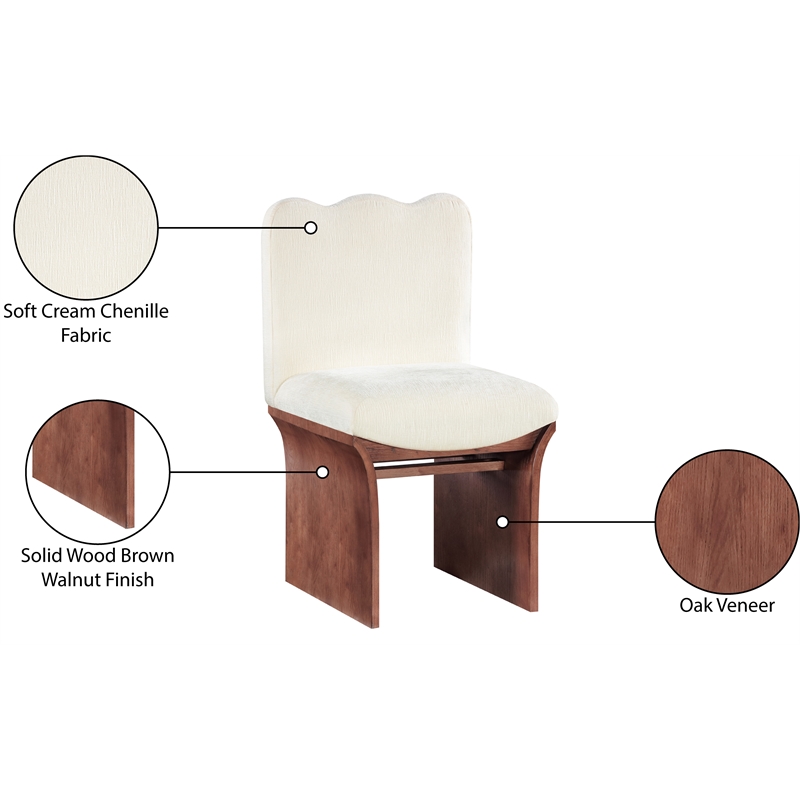 Pemberly Row Contemporary Cream Chenille Fabric Upholstered Dining Chair