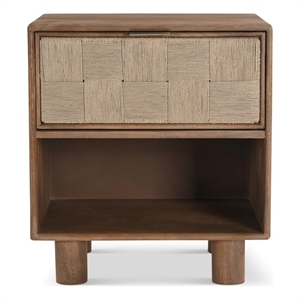 Pemberly Row Solid Wood Frame 20&quot Nightstand in Medium Brown