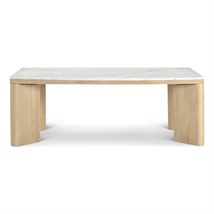 Pemberly Row Solid Wood Frame 48&quot Coffee Table in Bleached Oak