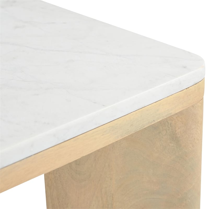 Pemberly Row Modern Solid Wood Frame End Table in Bleached Oak