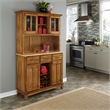 Pemberly Row Contemporary Wood Buffet with Hutch in Brown Finish