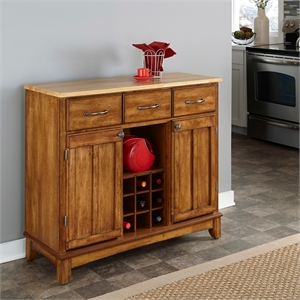 Pemberly Row Contemporary Wood Buffet in Oak Brown with Natural Top