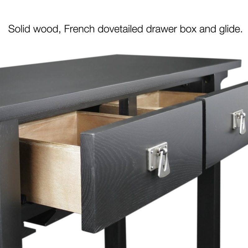 Pemberly Row Wood Mission Wine Stand with Storage Drawers in Black