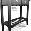 Pemberly Row Wood Mission Wine Stand with Storage Drawers in Black