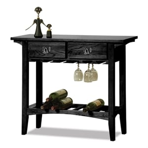 Pemberly Row Wood Mission Wine Stand with Storage Drawers in Black