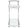 Pemberly Row 2-tier Glass Shelf Metal Bar Cart White and Chrome