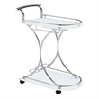 Pemberly Row 2-tier Glass Shelf Metal Bar Cart White and Chrome