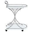 Pemberly Row 2-tier Glass Shelf Metal Bar Cart White and Chrome
