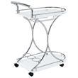 Pemberly Row 2-tier Glass Shelf Metal Bar Cart White and Chrome