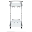 Pemberly Row 2-tier Glass Shelf Metal Bar Cart White and Chrome