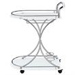 Pemberly Row 2-tier Glass Shelf Metal Bar Cart White and Chrome