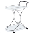 Pemberly Row 2-tier Glass Shelf Metal Bar Cart White and Chrome
