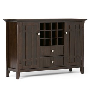 Pemberly Row Wood 54&quot Sideboard Buffet Credenza & Wine Rack in Brown