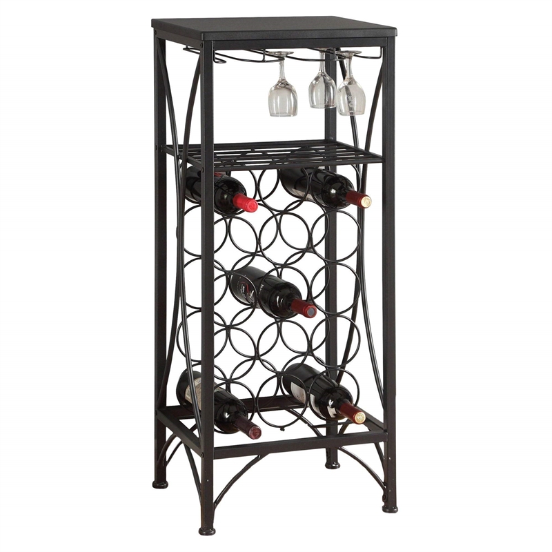 Pemberly Row ModernTransitional Home Bar Wine Rack in Metal Black