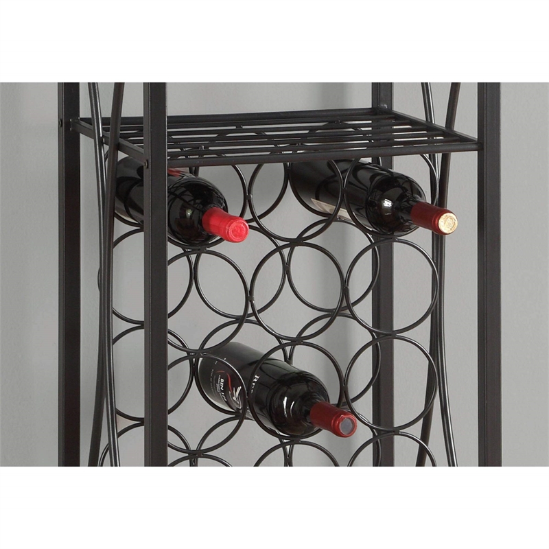 Pemberly Row ModernTransitional Home Bar Wine Rack in Metal Black