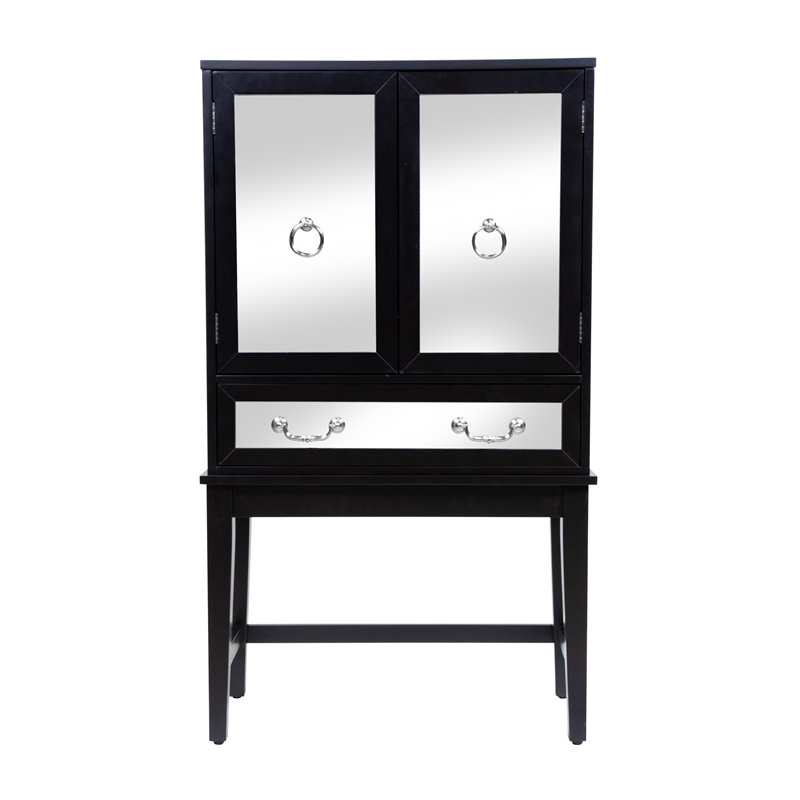 Pemberly Row Contemporary Wood Two-Tone Wine Rack in Black Finish