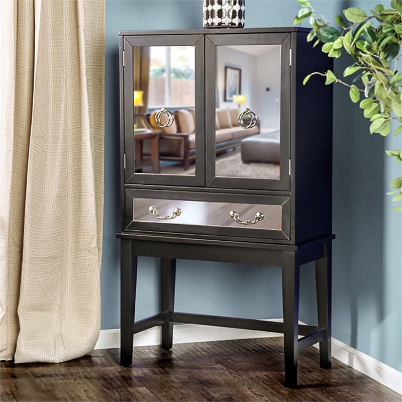 Pemberly Row Contemporary Wood Two-Tone Wine Rack in Black Finish