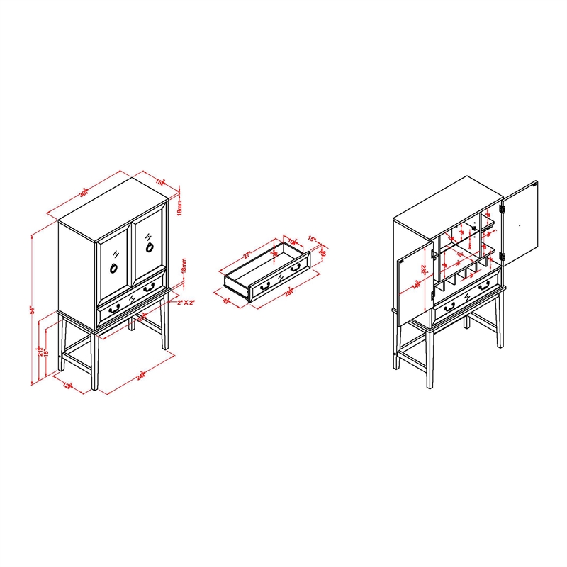 Pemberly Row Contemporary Wood Two-Tone Wine Rack in Black Finish