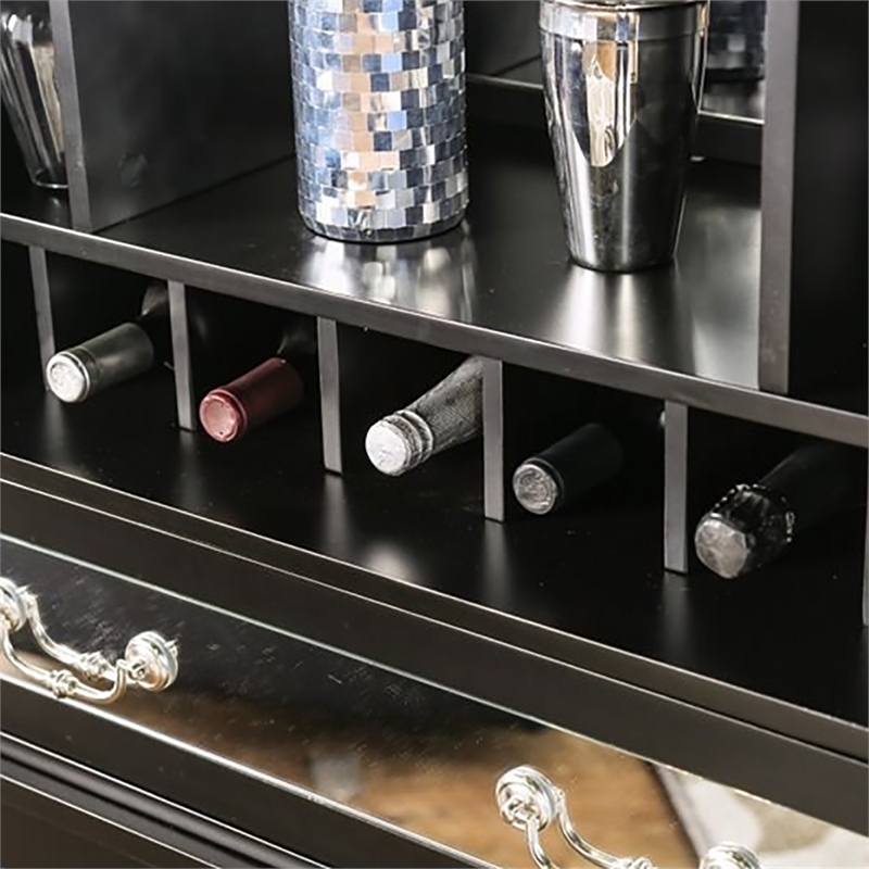Pemberly Row Contemporary Wood Two-Tone Wine Rack in Black Finish