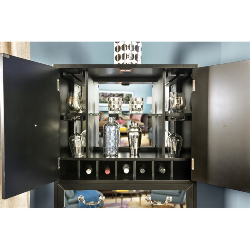 Pemberly Row Contemporary Wood Two-Tone Wine Rack in Black Finish