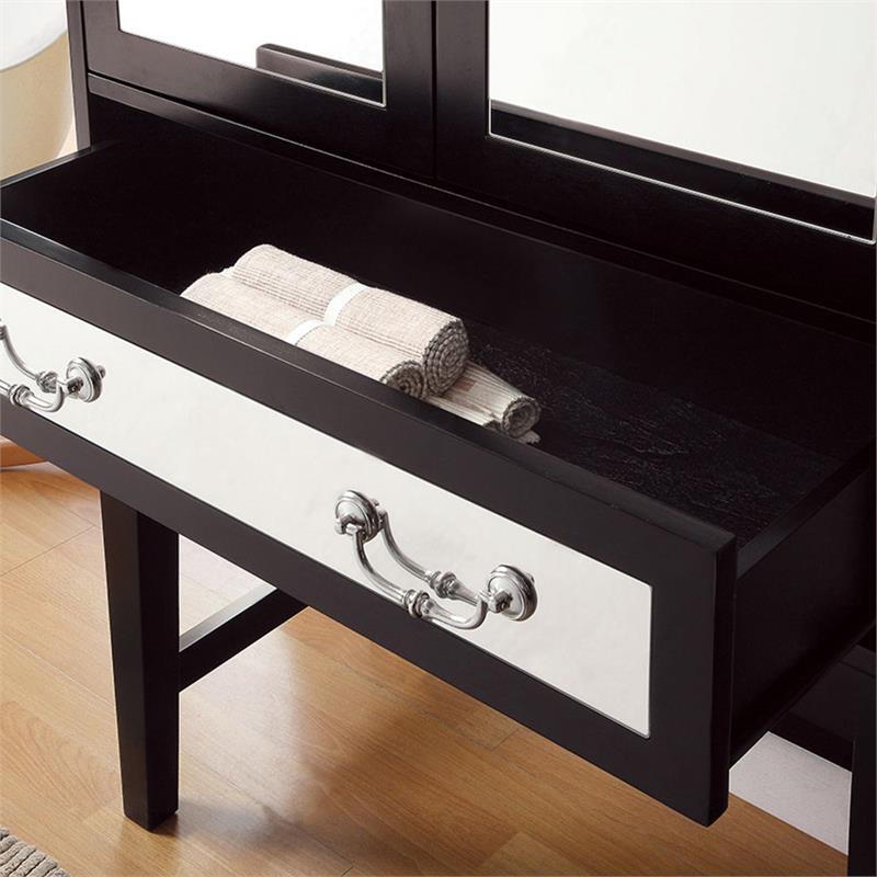 Pemberly Row Contemporary Wood Two-Tone Wine Rack in Black Finish