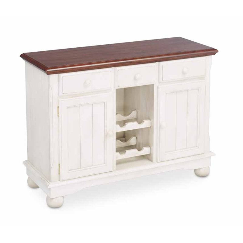 Pemberly Row Contemporary Wood Wine Rack Sideboard in Buttermilk