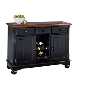 Pemberly Row Contemporary Wood Wine Rack Sideboard in Black Finish