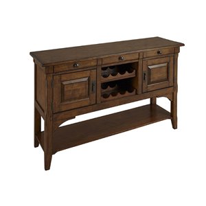 Pemberly Row Contemporary Solid Wood Wine Rack Sideboard in Warm Pecan