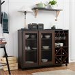 Pemberly Row Wood Multi-Storage Buffet with Casters in Walnut