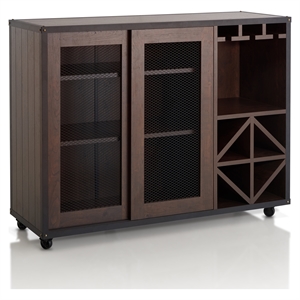 Pemberly Row Wood Multi-Storage Buffet with Casters in Walnut