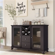 Pemberly Row Transitional Wood Buffet with Wine Rack in Cappuccino