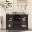 Pemberly Row Transitional Wood Buffet with Wine Rack in Cappuccino