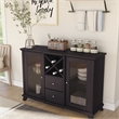 Pemberly Row Transitional Wood Buffet with Wine Rack in Cappuccino