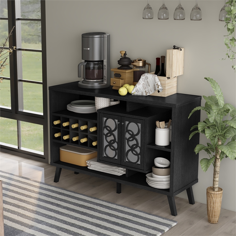 Pemberly Row Contemporary Wood Multi-Storage Buffet in Cappuccino