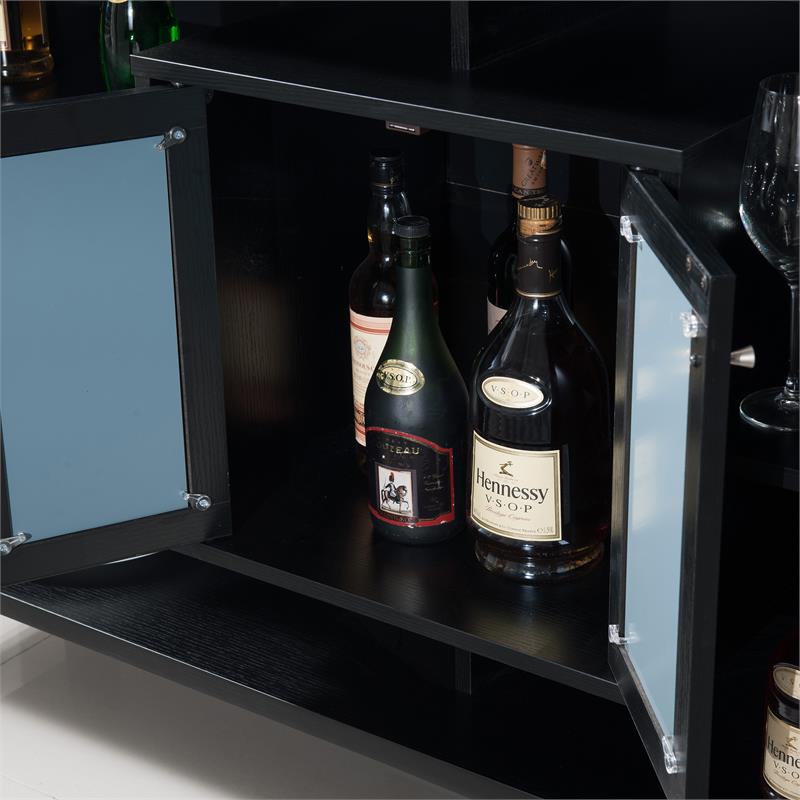 Pemberly Row Contemporary Wood Multi-Storage Buffet in Cappuccino