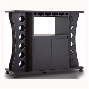 Pemberly Row Contemporary Wood Buffet with Wine Rack in Espresso