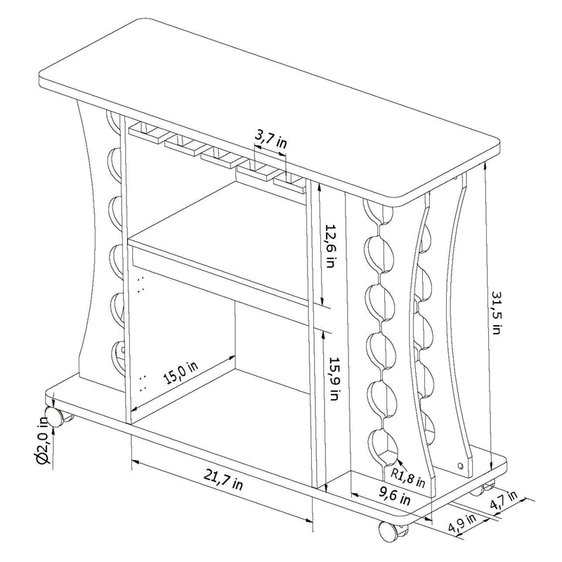 Pemberly Row Contemporary Wood Buffet with Wine Rack in Espresso