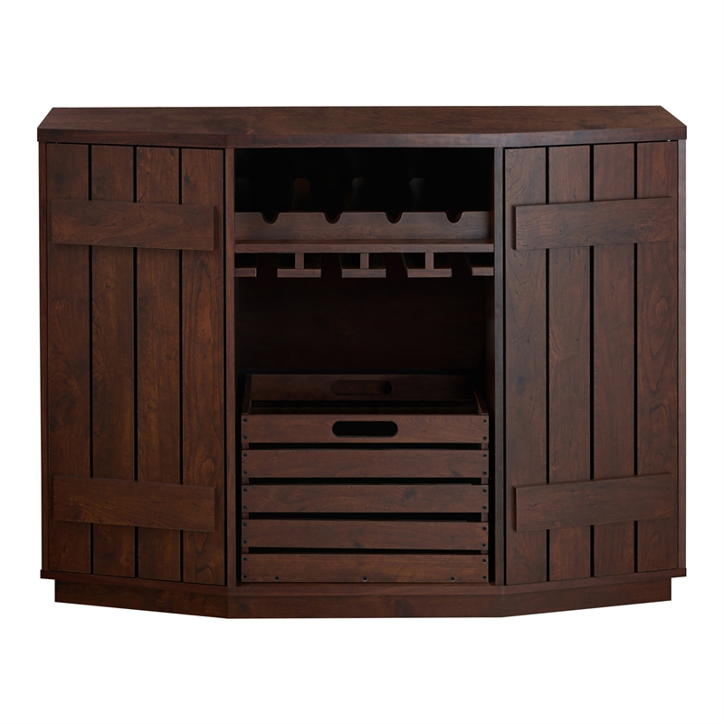 Pemberly Row Transitional Wood Multi-Storage Buffet in Vintage Walnut