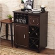 Pemberly Row Contemporary Wood Wine Rack Kitchen Cart in Espresso