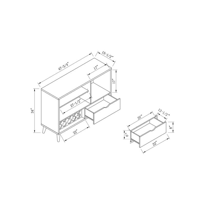 Pemberly Row ModernTransitional Wood 10-Bottle Wine Rack in White