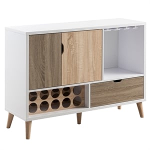 Pemberly Row ModernTransitional Wood 10-Bottle Wine Rack in White