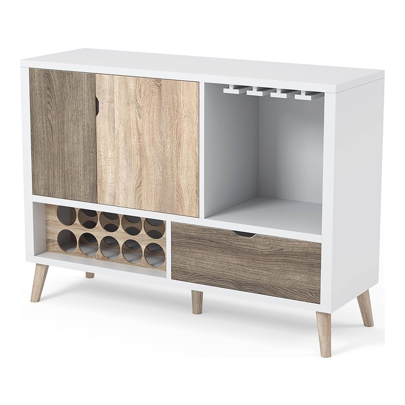 Pemberly Row ModernTransitional Wood 10-Bottle Wine Rack in White