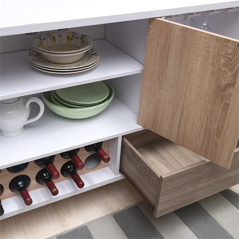 Pemberly Row ModernTransitional Wood 10-Bottle Wine Rack in White