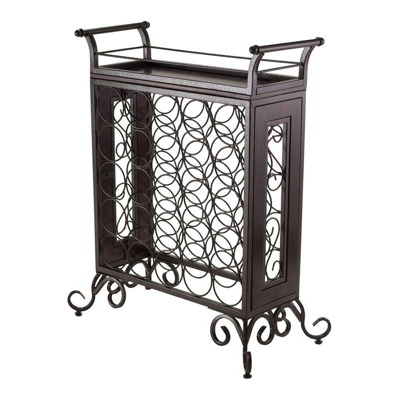 Pemberly Row Transitional Wood/Metal Wine Rack with Removable Tray in Bronze